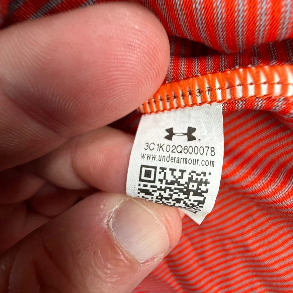 Under Armour Auburn Tigers Mens Large Orange Striped Quarter Zip Pullover Jacket